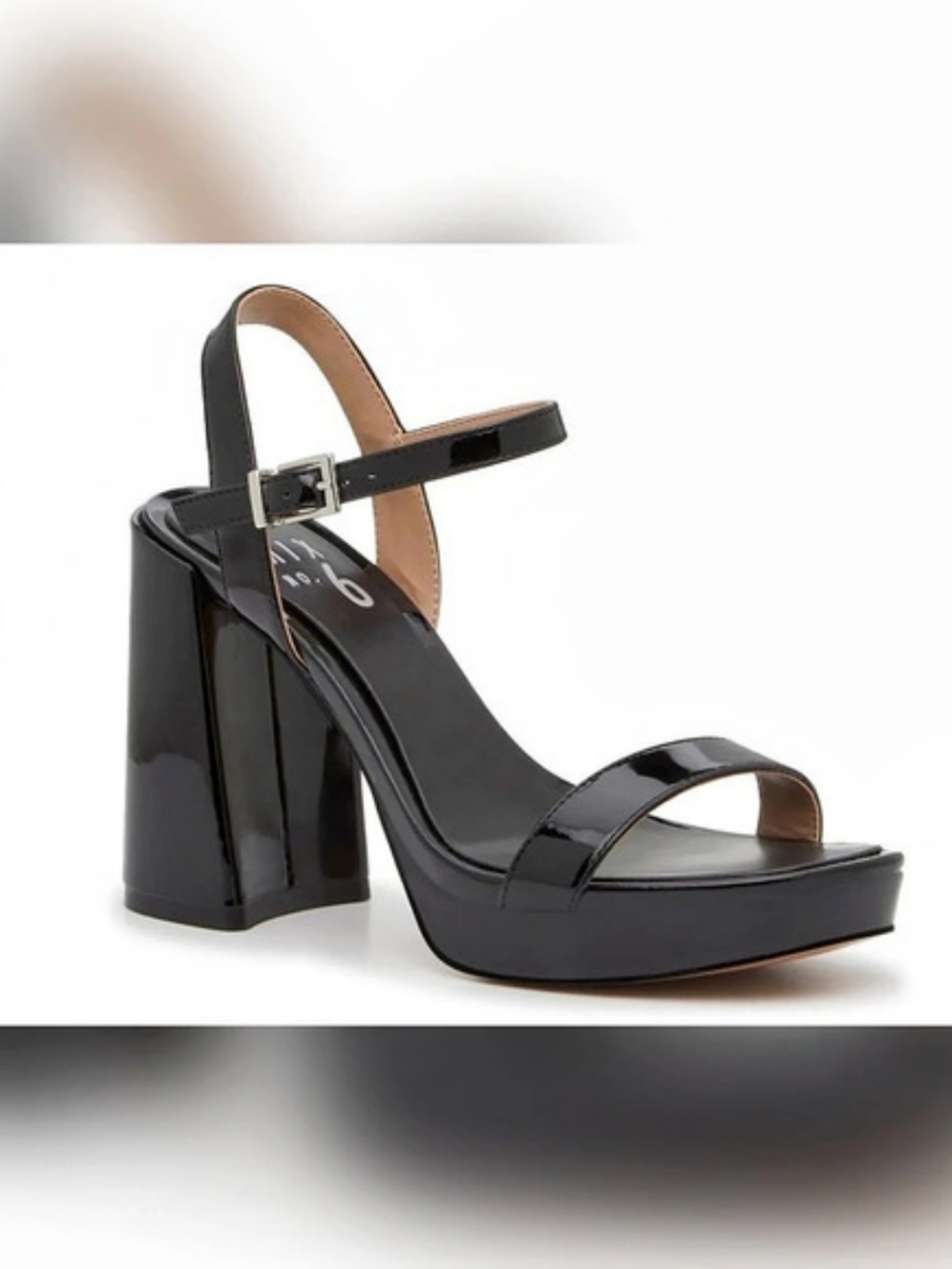 Mix No. 6 Sabria Platform Sandal Patent Block Heel Black US 10